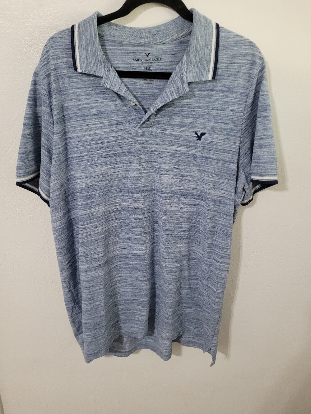 Blue Heather American Eagle Flex Polo Size XL Short Sleeve Preppy